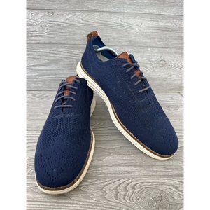 Cole Haan Original Grand Stitchlite Men's 10 Blue Suede Wingtip Oxford C27960